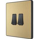 British General Evolve 20 A 16AX 2-Gang 2-Way Light Switch Satin Brass with Black Inserts (189PY)
