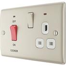 British General Nexus Metal 45A 2-Gang 2-Pole Cooker Switch & 13A DP Switched Socket Pearl Nicke