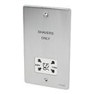 Schneider Electric Ultimate Low Profile 2-Gang Dual Voltage Shaver Socket 115 / 230V Brushed Chrome 