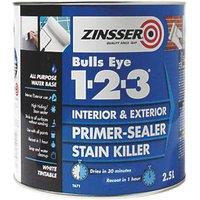 Zinsser Bulls Eye 1-2-3 2.5Ltr White Matt Stain Block Interior & Exterior Multi Surface Primer (10136)
