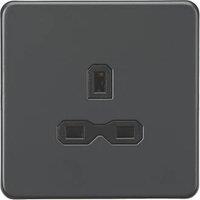 Knightsbridge 13A 1-Gang Unswitched Socket Anthracite with Black Inserts (101PX)