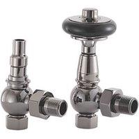 Arroll UK-28 15mm x 1/2" Black Nickel Angled Traditional Thermostatic Radiator Valve & Lockshield (1022G)