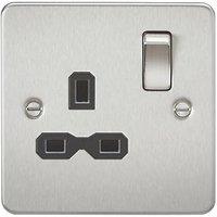 Knightsbridge 13A 1-Gang DP Switched Single Socket Brushed Chrome with Black Inserts (102VF)