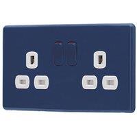 Arlec 13A 2-Gang SP Switched Socket Blue with White Inserts (103RU)