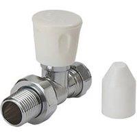 Flomasta 15mm x 21mm White/Chrome Straight Modern Manual Radiator Valve Head & Body (104FW)