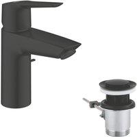 Grohe Start Standard Size Basin Tap with Cold Start & Pop-Up Waste Matt Black (104YX)