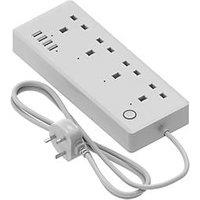 Calex 13A 4-Gang Switched Surge-Protected Smart Extension Lead + 3.1A 4-Outlet Type A USB Charger White 1.4m (107RH)