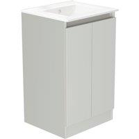 Newland Double Door Floor Standing Vanity Unit with Basin Matt Pearl Grey 500mm x 450mm x 840mm (107RN)