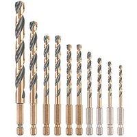 DeWalt Black & Gold Hex Shank Multi-Material Drill Bit Set 10 Pieces (108HA)