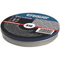 Erbauer Metal Cutting Discs 115mm (4 1/2") x 22.2mm 10 Pack (111JR)