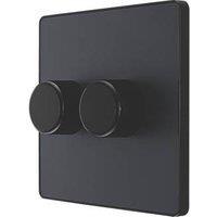 British General Evolve 2-Gang 2-Way LED Dimmer Switch Grey with Black Inserts (112PY)