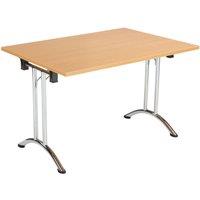 TC Group One Union Rectangular Folding Table Beech/Chrome 1200mm x 800mm (112TT)