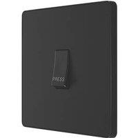British General Evolve 10A 1-Gang 1-Way Press Switch Matt Black with Black Inserts (113PY)
