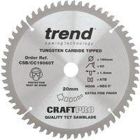 Trend CSB/CC19060T Wood/Chipboard/MDF Thin Kerf Saw Blade 190mm x 20mm 60T (114VW)