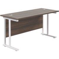 TC Group Aztec Twin Upright Rectangular Office Desk Dark Walnut/White 1400mm x 600mm (115TT)