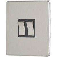 Contactum Lyric 10AX 2-Gang 2-Way Light Switch Brushed Steel with Black Inserts (116RP)