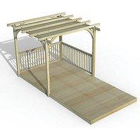 Forest Ultima 16' x 8' (Nominal) Flat Pergola & Decking Kit with 2 x Balustrades & Canopy (117FL)