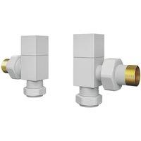 ETAL Swelt 15mm x 1/2" White Angled Designer Manual Radiator Valve Head & Body 2 Pack (117VV)