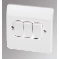 MK Logic Plus 10AX 3-Gang 2-Way Light Switch White (11860)