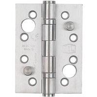 Smith & Locke Satin Stainless Steel Grade 13 Fire Rated Security Hinges 102mm x 76mm 2 Pack (1190J)