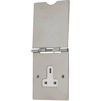 Contactum 3344BSW 13A 1-Gang Unswitched Floor Socket Brushed Steel with White Inserts (119RP)