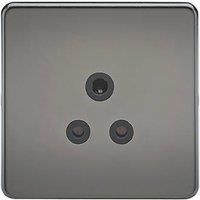 Knightsbridge 5A 1-Gang Unswitched Socket Black Nickel with Black Inserts (119TY)