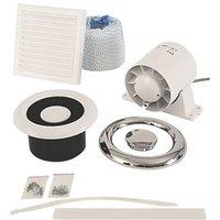 Xpelair AL100T 4" Axial Inline Bathroom Shower Extractor Fan Kit with Timer White/Chrome 220-240V (120FH)