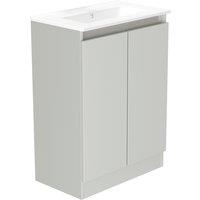 Newland Double Door Floor Standing Vanity Unit with Basin Matt Pearl Grey 600mm x 370mm x 840mm (121RN)