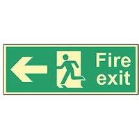 Essentials Photoluminescent "Fire Exit Man Left Arrow" Sign 150mm x 400mm (124FG)