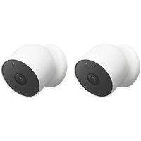 Google Nest Battery-Powered White Wired or Wireless 1080p Indoor & Outdoor Round Smart Cameras 2 Pack (124RJ)