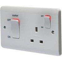 Crabtree Instinct 45A 2-Gang DP Cooker Switch & 13A DP Switched Socket White with LED (126HV)