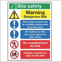 Essentials Warning "Site Safety" Signs 400mm x 300mm 50 Pack (1283T)