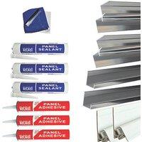 Splashwall Panel Installation & Care Kit Polished Silver 13 Piece Set (130KU)