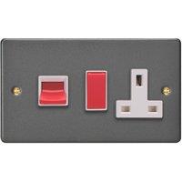 Varilight 45A 2-Gang 2-Pole Cooker Switch & 13A DP Switched Socket Graphite Grey with White Inserts (130YT)