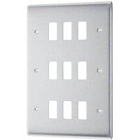 British General Nexus Metal Grid 9-Module Grid Faceplate Brushed Steel (131PY)