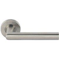 Eurospec Fire Rated Mitred Lever on Rose Pair Satin Stainless Steel (1324J)