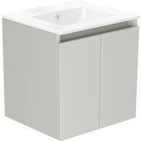 Newland Double Door Wall-Mounted Vanity Unit with Basin Matt Pearl Grey 500mm x 450mm x 540mm (132RN)