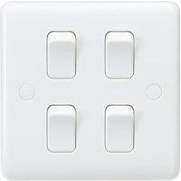 Knightsbridge Curved Edge 10AX 4-Gang 2-Way Light Switch White (132YC)