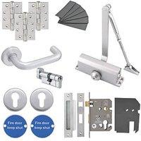 Eclipse 24715 Fire Rated Commercial Medium Duty Locking Door Pack Set Satin Anodised Aluminium (133PE)