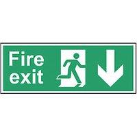 Essentials Non Photoluminescent "Fire Exit Man Down Arrow" Sign 150mm x 400mm (135FG)