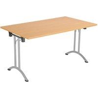 TC Group One Union Rectangular Folding Table Beech/Silver 1400mm x 700mm (136TT)
