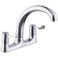 Deck Mounted Dual-Lever Mixer Kitchen Tap Chrome (1371T)