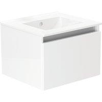 Newland Single Drawer Wall-Mounted Vanity Unit with Basin Gloss White 500mm x 450mm x 370mm (140RN)