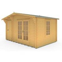 Shire Bourne 14' x 8' (Nominal) Apex Timber Log Cabin (141TJ)