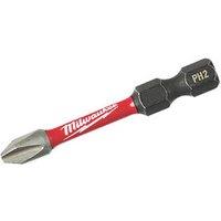 Milwaukee Shockwave 1/4" 50mm Straight Shank PH2 Screwdriver Bit (142JR)