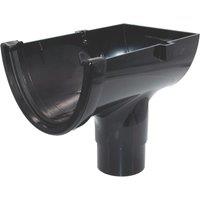 FloPlast Hi-Cap uPVC Half Round Stop End Outlet Black 115mm x 68mm (142YE)