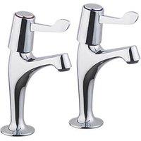 Essentials Pillar Single Lever High Neck Sink Taps Chrome 1 Pair (1436T)