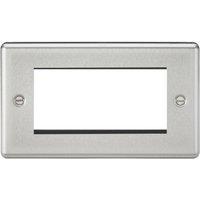 Knightsbridge Raised Rounded 4-Module Modular Faceplate Brushed Chrome (144YA)