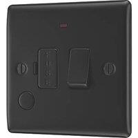 British General Nexus Metal 13A Switched Fused Spur & Flex Outlet with LED Matt Black with Colour-Matched Inserts (145PM)