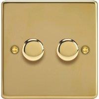 Varilight V-Pro 2-Gang 2-Way LED Dimmer Switch Polished Brass with Colour-Matched Inserts (145YT)